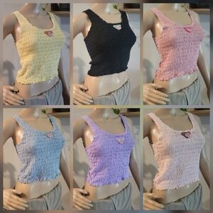 Final✅️ 6pcs Bundle Of Crinkled Crop Tops Collection Pack